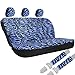 OxGord 21pc Set Zebra Car Seat Cover, Carpet Floor Mats, Steering Wheel Cover, Shoulder Pads - Airbag - Front Low Back Buckets - Universal Fit, Truck, SUV, or Van - Blue