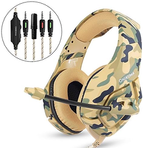 Gaming Headset for PS4 Xbox One, Lightweight Stereo Over Ear Headphones with Mic, Volume Control, Noise Isolation, Adjustable Headband, 3.5mm Jack for Smart Phones Laptop PC Mac (Army Green)