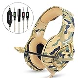 Gaming Headset for PS4 Xbox One, Lightweight Stereo Over Ear Headphones with Mic, Volume Control, Noise Isolation, Adjustable Headband, 3.5mm Jack for Smart phones Laptop PC Mac (Army Green)