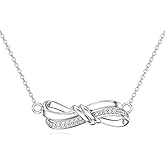 LWXIE Diamond Infinity Necklace for Women 925 Sterling Silver Infinity Pendant Necklace with Lab Grown Diamonds Jewelry Gifts for Women Mom Wife