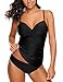 Lookbook Store Women's Ruched Wrap Front Tankini Set 2 Piece Swimsuit Beachwear