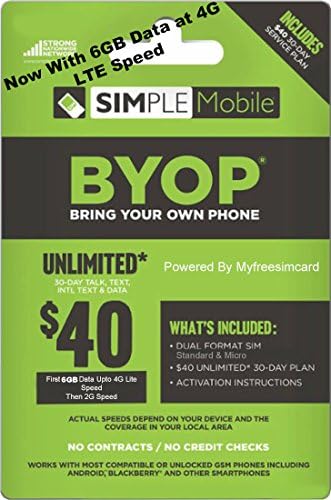 Simple Mobile Dual Sim Card With $40 Included 4 GB Data Unlimited Calls Text