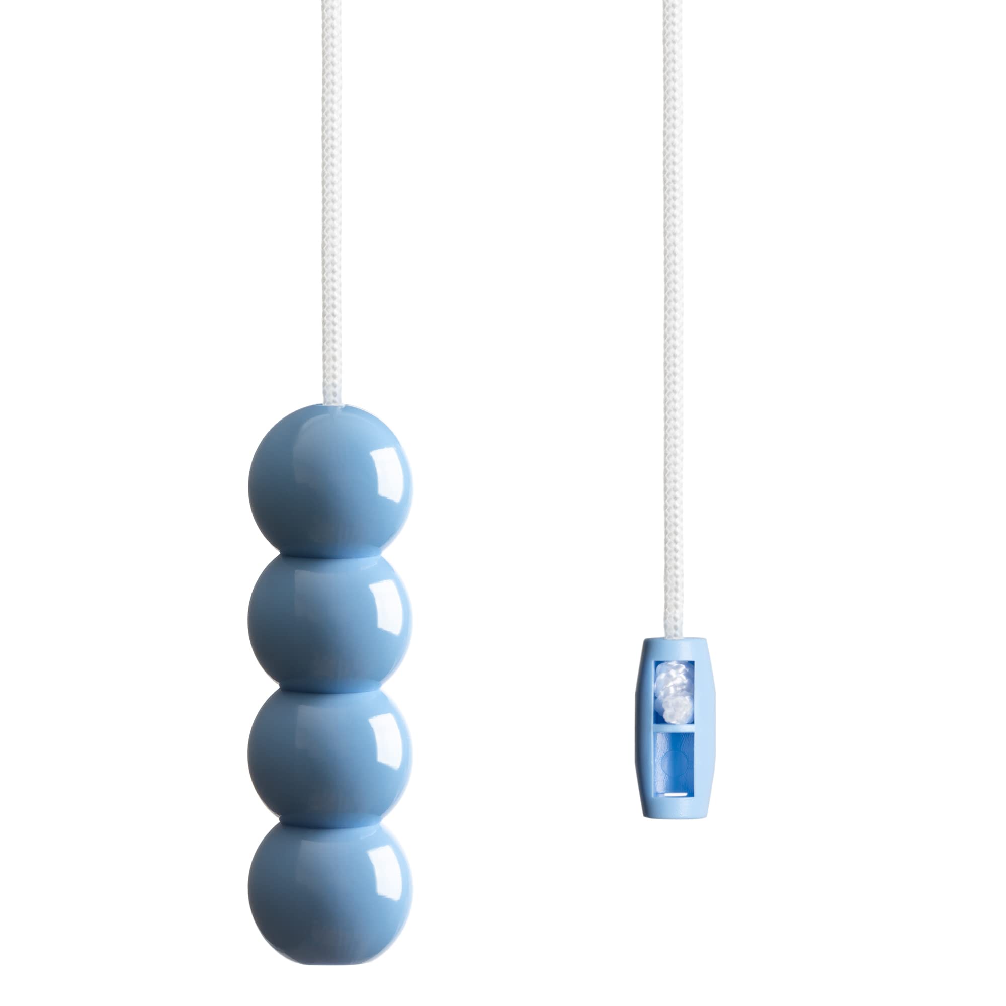 Light Pull Cord with Bead Style Handle in a choice of White, Blue and Pink. With Ice White Cord. (Baby Blue)