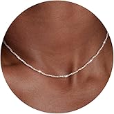 Carffordo 925 Sterling Silver Necklace Silver Chain Necklace for Women Twist Chain 16K Gold Plated Chain Simple Dainty Necklace for Women Waterproof Trendy Jewelry Gift