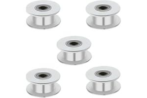 5PCS GT2 Idler Pulley 3mm Bore, FBHDZVV Aluminum 20 Toothless 6mm Width Timing Belt Pulley Wheel for 3D Printer Accessories 6mm Width Timing Belt (20Teeth-3mmBore-6mmWidth-Toothed)