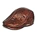 LETHMIK Flat Cap Cabby Hat Genuine Leather Vintage Newsboy Cap Ivy Driving Cap XXL-Brown and black