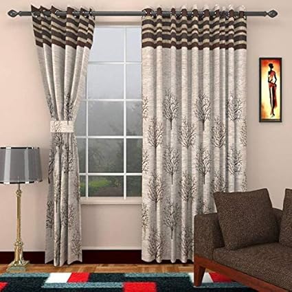 Buy Nirwana Decor Daniel Brown Tree Jute Polyster Blackout Curtain 4 X 7 Feet Pack Of 2 Online At Low Prices In India Amazon In