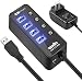 atolla USB Hub 4-Port SuperSpeed USB 3.0 Hub Powered USB Splitter with 1 USB Charging Port On Off Switch with AC Power Adapter