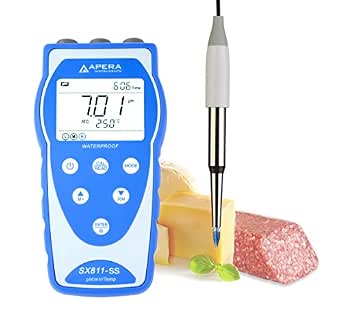 Apera Instruments Sx811-Ss Portable Ph Meter For Food And Dairy Products, Equipped With Swiss Lansen Food-Grade Stainless Steel Spear Probe, Anti-Contamination (858718006278)