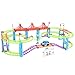 SZJJX Multi-Track Rail Car Building Block Railway Train Set Educational Kids DIY Assembly Toy with Race Track and Electric Car Double Orbits Colorful