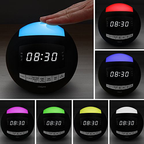 Alarm Clock Radio, Bluetooth Clock, AM FM Radio,USB Chargers, AUX-in, 7 Colored Night Light, Slider Dimmer, Dual Alarms, Sleep Timer, Big Snooze for Bedrooms, Desk, Heavy Sleepers, Kids