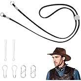 Yumxio Genuine Leather Hat Chin Strap, Adjustable with Metal Clips, Windproof for Cowboy Straw Hats, Riding, Hiking, Outdoor