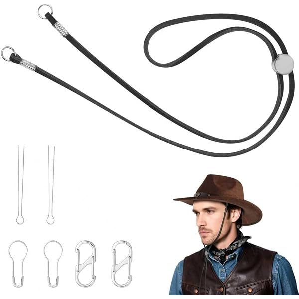 7114 6 Pieces 3/6 Leather Hat Chin Straps For Men And Women Removable Amazon.com: Wavwavw 3 Pieces 3/6 Pieces Leather Hat Chin  main image 3