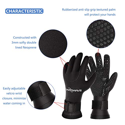 image for WOOWAVE Diving Gloves 3mm Premium Double-Lined Neoprene Wetsuit Gloves