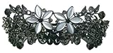 Large Black and White Crystal/Catseyes Barrette for Thick Hair OR86015-1