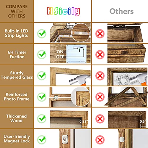 HSicily LED Shadow Box Frame 11x14”Shadow Box Display Case with Lights Wood Memory Box Linen Back Glass Window for Keepsakes Memorabilia Awards Bouquet Military Photos Black