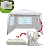 BenefitUSA EZ POP UP Wedding Party Tent 10'x10' Folding Gazebo Beach Canopy W/Carry Bag with sidewalls Side Panel