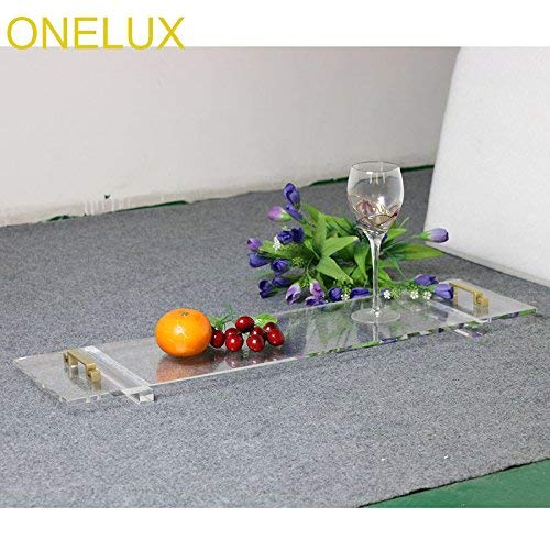 Custom Made Durable Clear Acrylic Bathtub Tray Caddy with Metal Handles