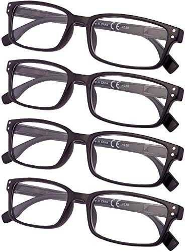 READING GLASSES 4 Pack Spring Hinge Comfort Readers Plastic