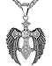 Men's Stainless Steel Large Angel Wing Cross Pendant Necklace, 24'' Link Chain, ddp046
