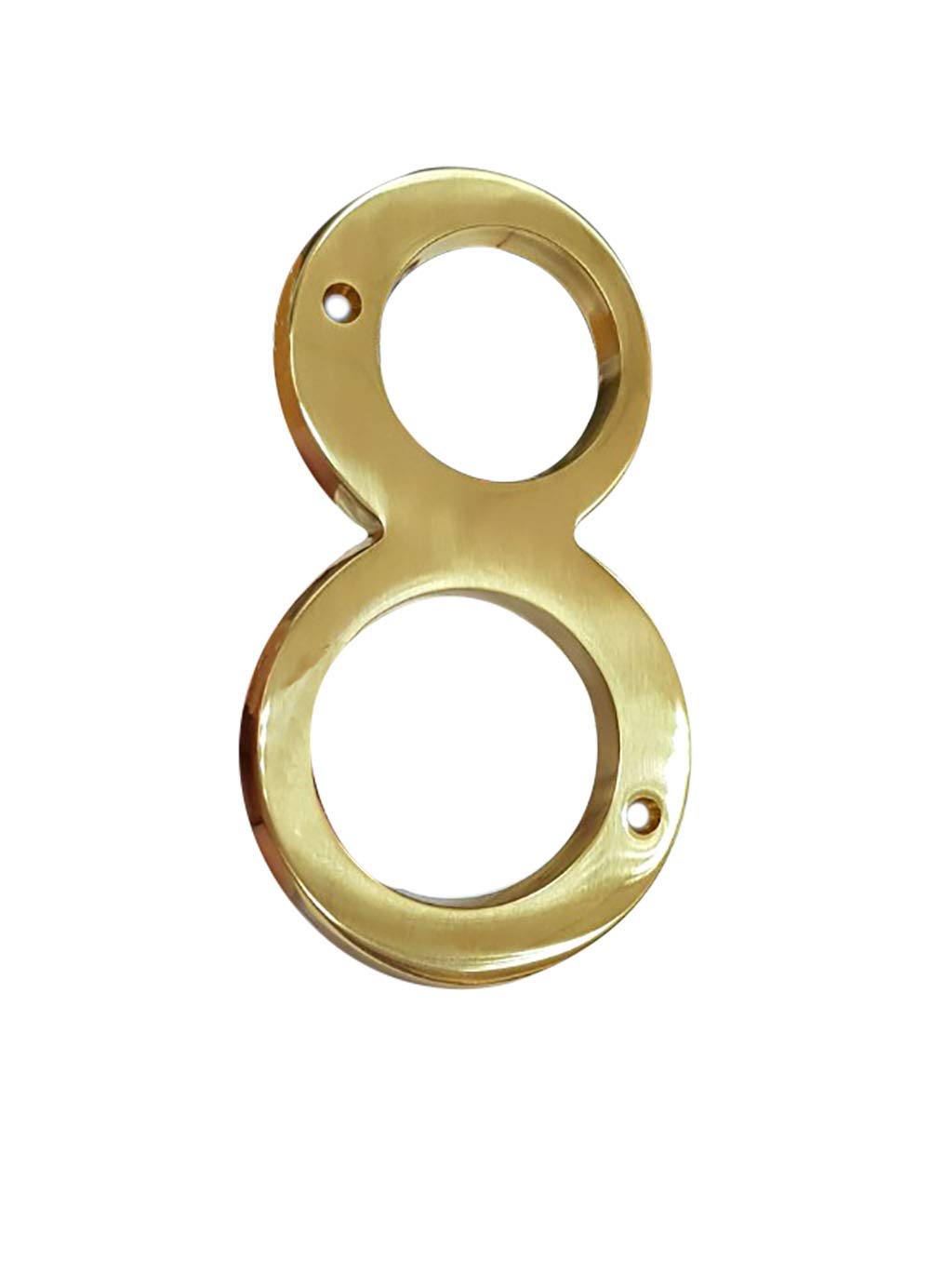 QCAA Traditional Heavy Forged Brass House Number, 6", Polished Brass Lacquered, 8, 1 Pack, Made in Taiwan
