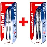 Uni-Ball Vision Elite - UB-200B - Liquid Ink Rollerball Pen - 2 x Blue-Black and Purple-Black Twin Pack (4 Pens)