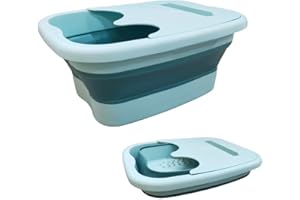 WASAIGGON Collapsible Foot Bath Basin for Soaking Feet, 15L/4 Gallons Foot Bath Collapsible Foot Soak Tub, Sturdy Durable Plastic Foot Bucket with Massage, Portable Foot Tub (Green)