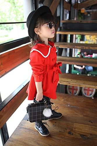 Baby Girls Long Sleeve Outwear Windbreaker Coat (2-3Years, Red) - Thumbnail 4