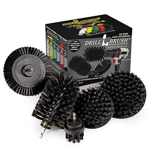 Drill Brush Power Scrubber by Useful Products 4 Piece Black