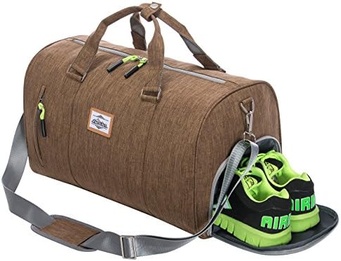 Duffle Bag Sports Gym Travel Luggage Including Shoes Compartment (Brown)