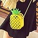 Pineapple Crossbody Bag, Pershoo Women Cute 3D Fruit PU Leather Shoulder Bag Adjustable Long Chain Strap Small Clutch Handbag Cell Phone Pouch Case Travel Wallet Messenger Bag Sling Bag - Yellow