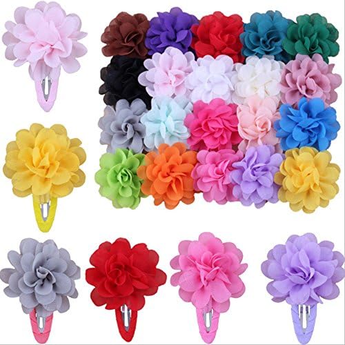 Silk Artificial Manual Chiffon Flower Hairpin Girls Hair Bows 20pcs