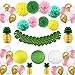 Tropical Hawaiian Party Decorations,57 pcs Party Supplies,Tropical Leaves,Pineapple,Paper Lanter,latex Balloons and Paper Pom Poms for Birthday,Jungle Beach Pool Theme,Baby & Bridal Shower Decorations