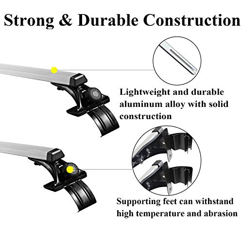 Cross Bars Roof Rack, Adjustable Aluminum 47" Without Side Rails, Fit for Cars Vehicles SUVs Crossbars Racks Cargo Carrier Canoe Kayak Bike Racks Adventures Camping for 1992-2017 Hyundai Elantra - Thumbnail 6