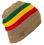 Best Winter Hats Rasta/Jamaican Striped Skull Cap Winter Hat (One Size) - Tan