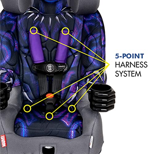 KidsEmbrace Marvel Black Panther 2-in-1 Forward-Facing Car Seat Latch | 5-Point Harness 26.5-65lbs converts to Belt-Positioning Booster 40-100lbs | Adjustable