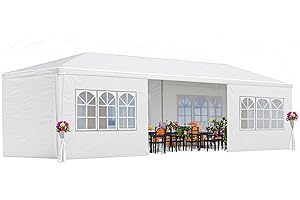 MOCHALIGHT 10X30 Party Tent,Outdoor Party Tent with 8 Removable Sidewalls,Large Outdoor Wedding/Event Tents,Gazebo Shelter for Parties Featuring Windows Waterproof PE Roof & Stabilizing Kit