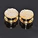 Longbeauty 1 Piece Stainless Steel Sparkling Glitter Flesh Tunnel Ear Expander Screw Plugs Gold Yellow 10MM