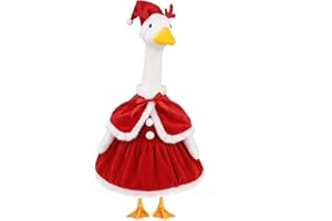 Aymolas Christmas Goose Outfit Dresses Clothes for 23" High Cement or Plastic Porch Goose Costume for Yard Lawn Outdoor Garden Patio Statue Xmas Santa Holiday Decor