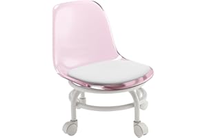 Gralara Low Rolling Stool, Low Roller Seat Stool, and Backrest, Swivel Chair Stool for Home Cleaning, Laundry, Fitness, Push Ups, Garage, Pink