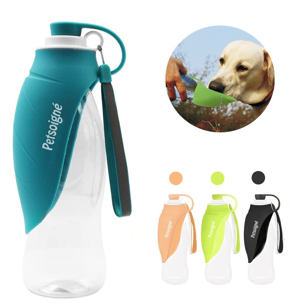 Petsoigné Portable Silicone Dog Water Bottle Travel Bottle for Outdoor (Blue)