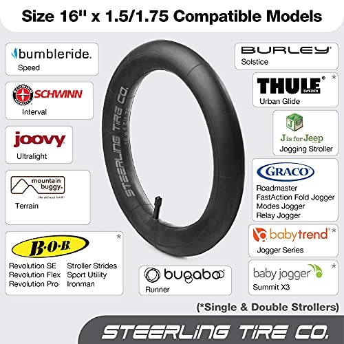 16 x 1.75 Stroller Tire HEAVY DUTY Thorn Resistant Inner Tube for All BOB Revolution Strollers