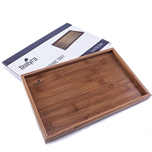 Tealyra - Bamboo Serving Tray 11.6in x7.5in - Gongfu Style Tea Tabletop - Wooden Breakfast Serving Plate - 29.5 x 19.5cm