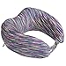 LANGRIA Memory Foam Neck Pillow U-Shape Travel Pillow Ergonomic Contoured Design with Adjustable Neck Size Washable Cover for Plane Train Car Bus Office (Striped Arctic Purple)