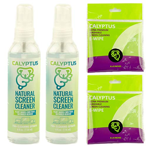 Screen Cleaner Spray Kit | (2X) 4oz Sprayer Bottles + (4X) Microfiber Cleaning Cloth | Smart Phone, Laptop, iPad, iPhone, MacBook, Computer Monitor, TV, Tesla, Touchscreen, Electronic Device Cleaner