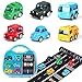 iPlay, iLearn 6 Die Cast Pull Back Cars Toy w/ 3 Road Tapes Play Set, Alloy Model Vehicles Kit, School Bus, Fire Truck, Police Car, Best Gift for 3, 4, 5 Year Olds Toddler, Preschooler, Kid, Boy, Girl