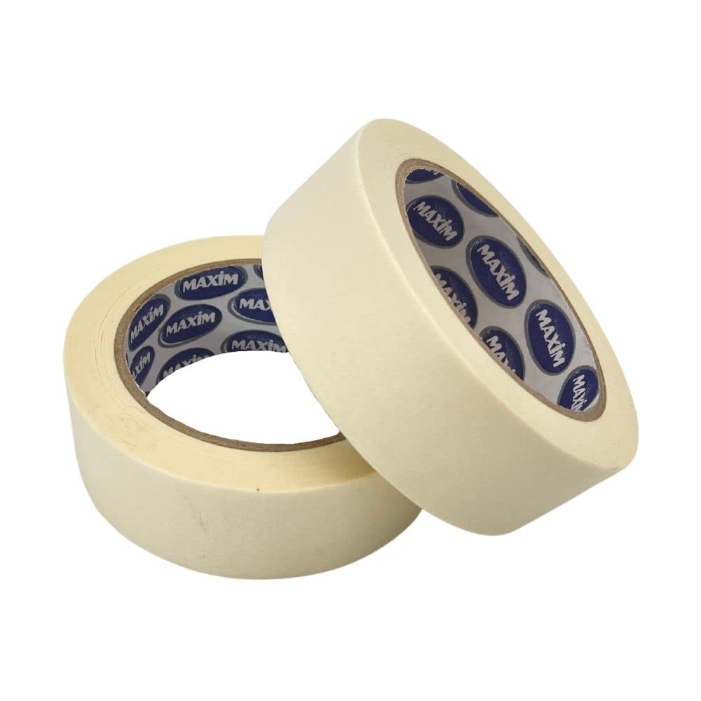 Maxim Twin Pack Premium Masking Tape - 50 Metre Rolls - Painting & Decorating Strong Adhesive Tape - 2 ROLLS (48mm x 50m)