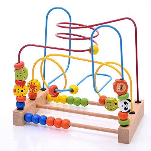 Buy Wooden Cartoon Animals Circle Bead Maze Roller Coaster Toy for
