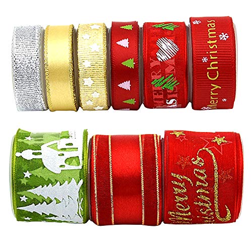 2 Christmas+Ribbons+Grosgrain+Metallic+Wrapping