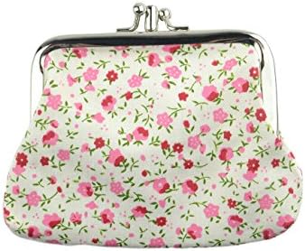 Fashion Women's Cute Classic Exquisite Buckle 2 Pockets Coin Purse (white-floral)
